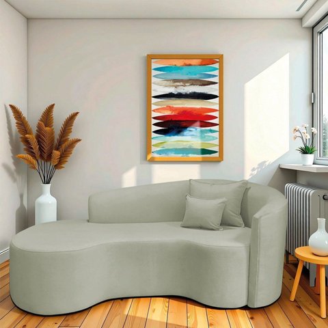 Recamier Curvo Orgânico 200cm 3 Lugares Lado Esquerdo para Sala de Estar Bouclé Londres