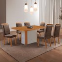 Ver imagem 1 de Mesa de Jantar Isadora 180cm Tampo MDF Canto Copo Laminado e 6 Cadeiras Lorena