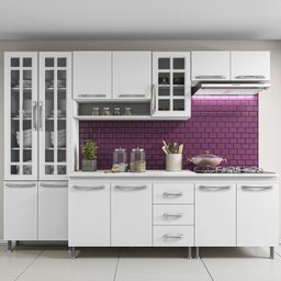 Cozinha Completa Predilleta Clara Modulada 5 Pecas 260cm 13 Portas 3 Gavetas com Tampo Branco - 1