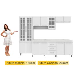 Cozinha Completa Predilleta Clara Modulada 5 Pecas 260cm 13 Portas 3 Gavetas com Tampo Branco - 2