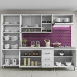 Cozinha Completa Predilleta Clara Modulada 5 Pecas 260cm 13 Portas 3 Gavetas com Tampo Branco - 3