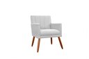 Ver imagem 1 de Poltrona Decorativa Cecília Couro Branco Pés Madeira Mz Decor