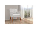 Ver imagem 3 de Poltrona Decorativa Cecília Couro Branco Pés Madeira Mz Decor