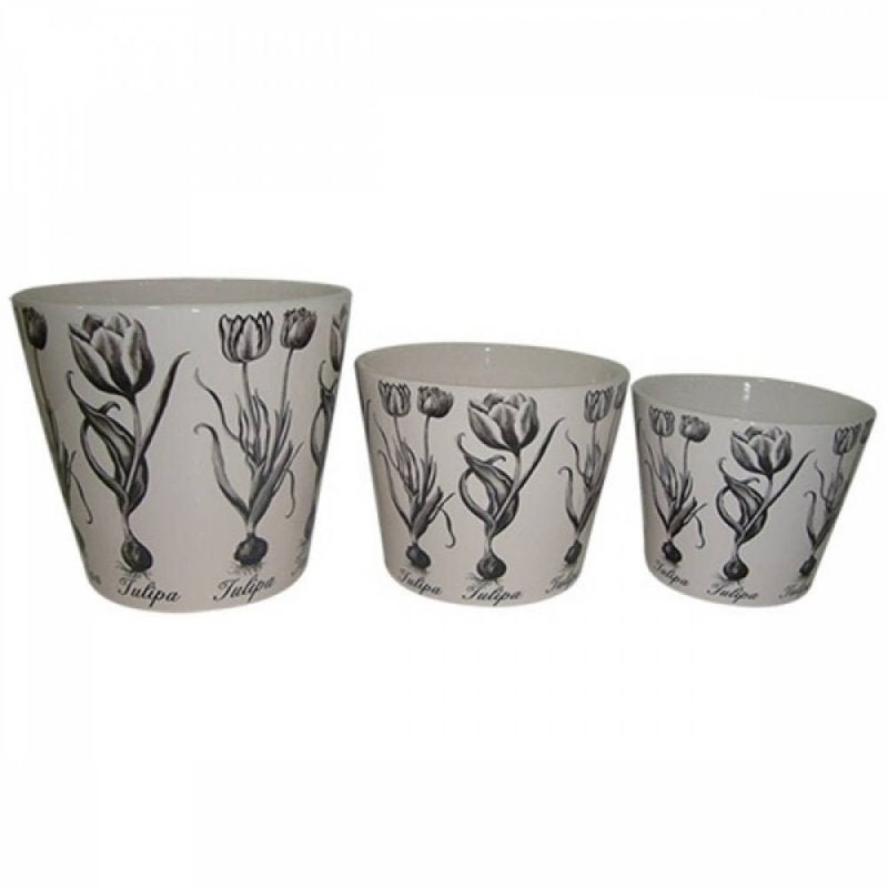 Vaso Cachepot Cerâmica Balinês 3Pçs Ilunato Tn0077 - 1