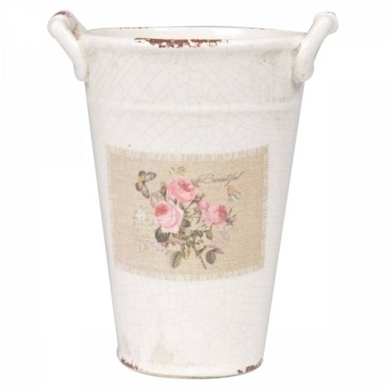 Vaso Cachepot Cerâmica Floral 17cm Ilunato xd0181 - 1