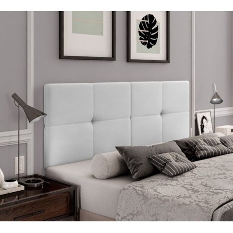 Cabeceira para Parede Suspensa Bruna Casal Fixa de Parede 1,60cm X 55cm Branco Courino