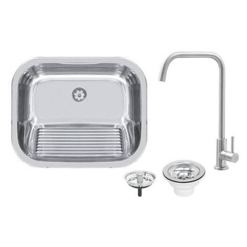 Tanque De Encaixe Aço Inox Polido 55 X 45Cm Com Torneira Tramontina - 1