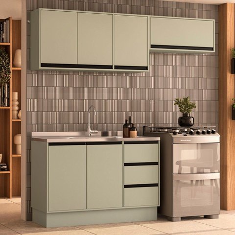 Cozinha Completa Koya 6 Portas 3 Gavetas 40250033 Verde Oliva - Politorno