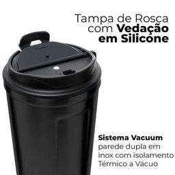 Copo Térmico com Termômetro Inox Parede Dupla Motion Preto 500mL - Lyor - 3
