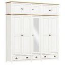Ver imagem 7 de Guarda Roupa 100% Madeira Maciça Bipartido 10 Portas com Espelho Boho:Branco