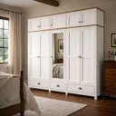 Ver imagem 3 de Guarda Roupa 100% Madeira Maciça Bipartido 10 Portas com Espelho Boho:branco