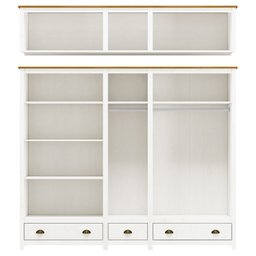 Guarda Roupa 100% Madeira Maciça Bipartido 10 Portas com Espelho Boho:branco - 2 Guarda Roupa 100% Madeira Maciça Bipartido 10 Portas com Espelho Boho:branco - 2