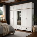 Ver imagem 2 de Guarda Roupa 100% Madeira Maciça Bipartido 10 Portas com Espelho Boho:branco