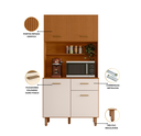 Ver imagem 3 de Kit Cozinha 90cm New Izis Freijó Uv/ripado/off Acetinado Poliman