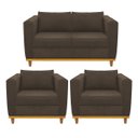 Ver imagem 1 de Kit Sofá 2 Lugares e 2 Poltronas Europa Suede Doce Sonho Móveis - Marrom