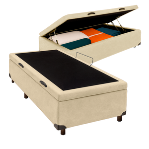 Cama Box Bau Solteiro Blindado Nature Perola 78x188