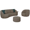 Ver imagem 1 de Conjunto Decorativo Sofá 288cm e Poltrona Clarke com Puff Round Veludo Bege - Gran Belo