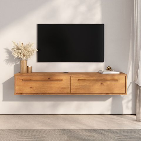 Rack Suspenso Flutuante 145 Cm Compacto Madeira Tv 55 Freijó Tecca Idimex