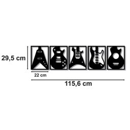 Kit 5 Quadros em MDF 6mm Vazado Guitarras - 2