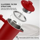 Ver imagem 4 de Secura Prensa Francesa de Aço Inoxidável 34oz com 2 Filtros Extras (vermelho)