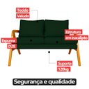 Ver imagem 6 de Poltrona Namoradeira Mona Almofada Macia Veludo Verde com Braço de Madeira Maciça - Arkell