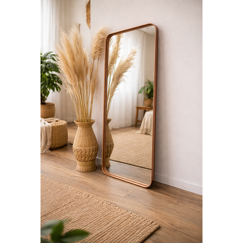 Espelho Luxo Retangular de Metal Retrô Corpo Inteiro 150x60cmindustrial