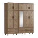 Ver imagem 2 de Quarto de Casal Berlim: Guarda-Roupa 10 Portas c/ Espelho Cama Cômoda 4 Gavetas Madeira Pinus Imbuia