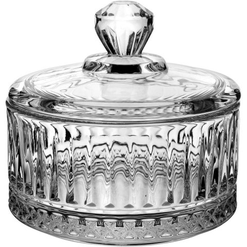 Potiche Decorativo Bomboniere Redondo Home&co com Tampa Eco Crystal 10x10x10cm Transparente