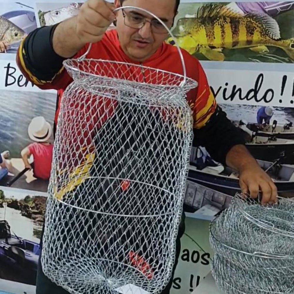 Covo Viveiro Arame C/ Tampa Cesto Pesca Art Minas Covo de Arame - 3