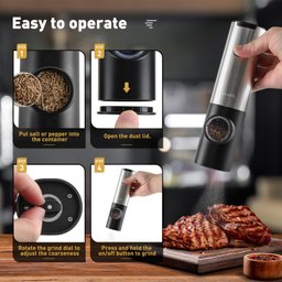 Secura Moedor Automático de Sal e Pimenta Recarregável com Luz Led (preto) - 5