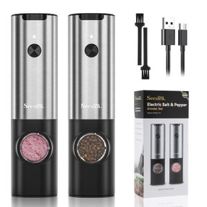 Secura Moedor Automático de Sal e Pimenta Recarregável com Luz Led (preto)