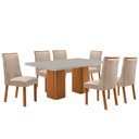 Ver imagem 1 de Mesa de Jantar Eloise 180cm Tampo MDF Vidro Canto Copo com 6 Cadeiras Yasmin