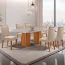 Ver imagem 7 de Mesa de Jantar Eloise 180cm Tampo MDF Vidro Canto Copo com 6 Cadeiras Yasmin