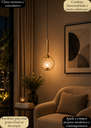 Ver imagem 3 de Lustre Pendente 115cm Led 7w 3 Cores Globo Acrílico Anel Luminária Teto Dourada Gimpo K-079-gold-3x1