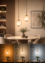 Ver imagem 2 de Lustre Pendente 115cm Led 7w 3 Cores Globo Acrílico Anel Luminária Teto Dourada Gimpo K-079-gold-3x1