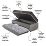 Bicama Box Baú Solteiro 88x188 Courino Linho Cinza com Colchão Dual Firm Ecoflex - 5