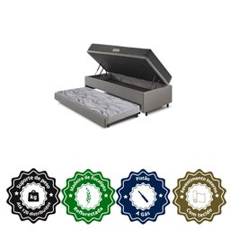 Bicama Box Baú Solteiro 88x188 Courino Linho Cinza com Colchão Dual Firm Ecoflex - 6