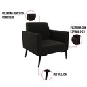 Ver imagem 5 de Kit 2 Poltronas Pés Villach Marisa Suede Preto D03 - D'Rossi