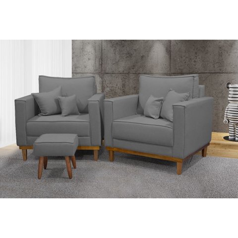 Kit 2 Poltronas Beny - Linho Grafite