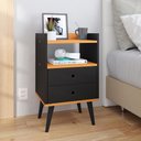 Ver imagem 2 de Mesa de Cabeceira Retrô Mesinha Pequena Gaveta Nicho Decoração Canto Quarto -preto/cinamomo- Rpm