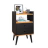 Mesa de Cabeceira Retrô Mesinha Pequena Gaveta Nicho Decoração Canto Quarto -preto/cinamomo- Rpm - 1