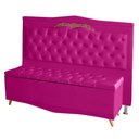 Ver imagem 1 de Kit Cabeceira de Cama Box e Calçadeira Baú Barcelona King 195 Cm Retro Capitonê Suede Pink do Lar