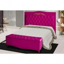 Ver imagem 2 de Kit Cabeceira de Cama Box e Calçadeira Baú Barcelona King 195 Cm Retro Capitonê Suede Pink do Lar