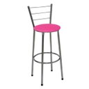 Ver imagem 2 de Kit 2 Banquetas Média Cromada Com Encosto Assento Rosa