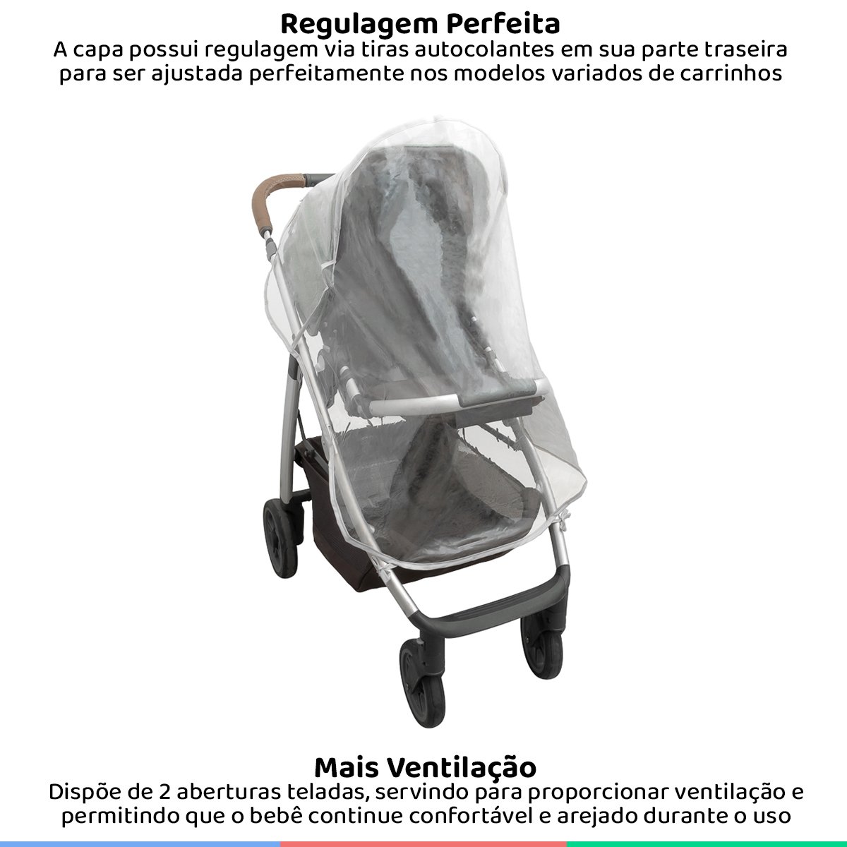 Capa De Chuva Protetora Para Carrinho De Bebê Universal Compacta Buba - 3