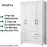 Guarda Roupa Solteiro 4 Portas 9524 Branco Moval - 3