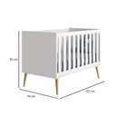 Ver imagem 2 de Quarto de Bebê 2 Portas e Cômoda Gaveteiro Theo Branco Pés Madeira Natural com Colchão Gazin – Relle