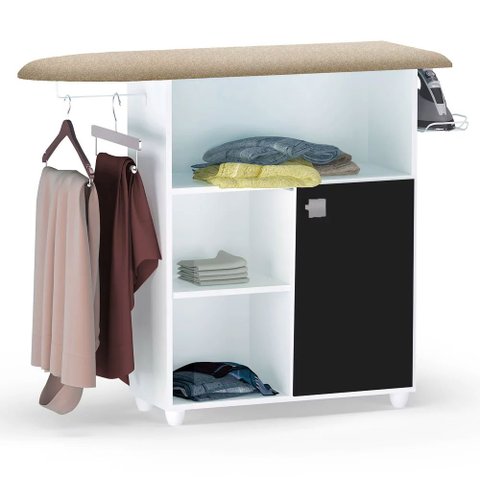 Tábua de Passar Roupa com Balcão Vitória Branco/preto 107 Cm - Pallazio