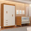 Ver imagem 2 de Jogo de Quarto Infantil Guarda Roupa Zaki e Berço Evolution Areia Fosco/savana - Reller Móveis