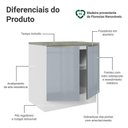 Ver imagem 3 de Balcão de Cozinha 80 cm 2 Portas Branco/Cinza Lux Madesa